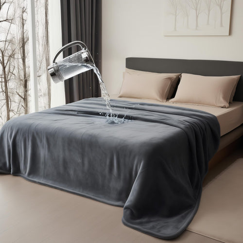 Bedding Aid Hundedecke Flauschig - 203x229cm Dunkelgrau/Hellgrau. Rechteckige, flauschige Decke. Schützt Möbel, Bett oder Auto und bietet Hunden Komfort.