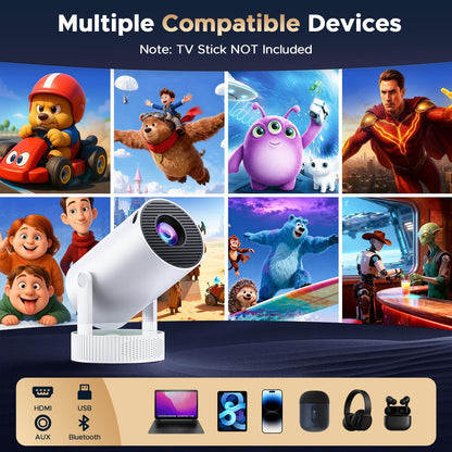CAMWORLD PR09 Mini Beamer mit Akku, 4K-Dekodierung und Android 11.0