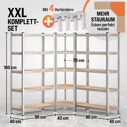 Monzana Schwerlastregal Eckregal Steckregal – 3er Set 2625 kg