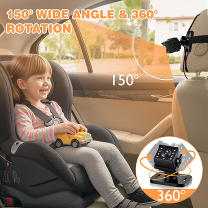 Zacro Baby Kamera Auto 1080P, Rücksitzspiegel mit Nachtsicht, USB-C