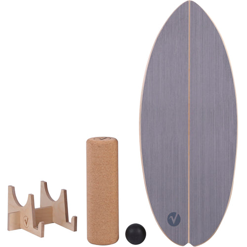 valuents Balance Board Holz Gleichgewichtstrainer – Stone Grey. Rundes, graues Holzbrett für Balance, Fitness und Therapie.