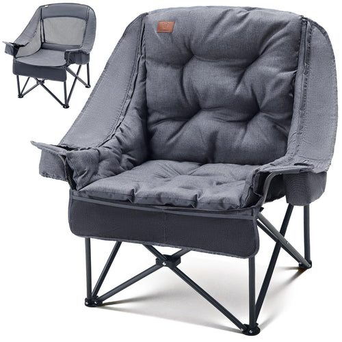 EVER ADVANCED 2-in-1 Campingstuhl faltbar 180 kg mit Kühltasche, abnehmbarer 6-cm-Polsterung und Getränkehalter