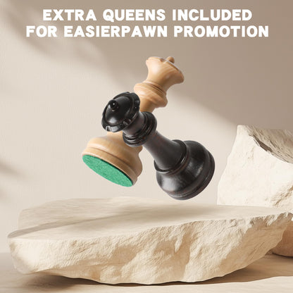 Puecrof Schachfiguren Set – 32 Staunton Holzfiguren, König 9,5 cm