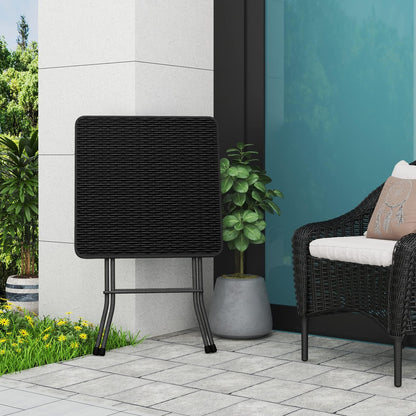 eSituro Klapptisch Gartentisch Balkontisch, Rattanoptik, schwarz