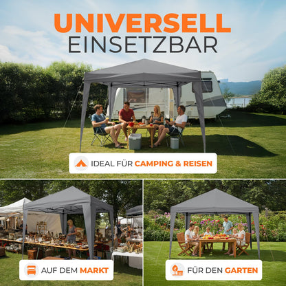 Kronenburg Faltpavillon 3 x 3 m, wasserdicht, UV-Schutz 50+, Grau
