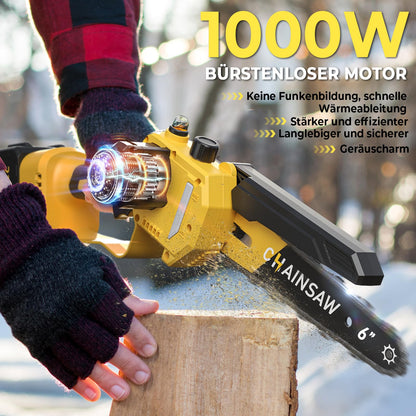 VIWKO Mini Akku Kettensäge 6 Zoll 1000W Brushless mit Auto-Öler