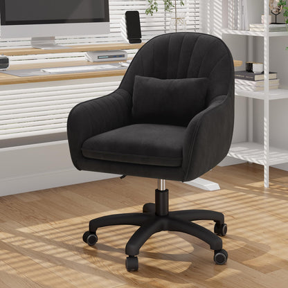 Aivermeil Bürostuhl Samt Ergonomisch mit Kopfkissen - Schwarz