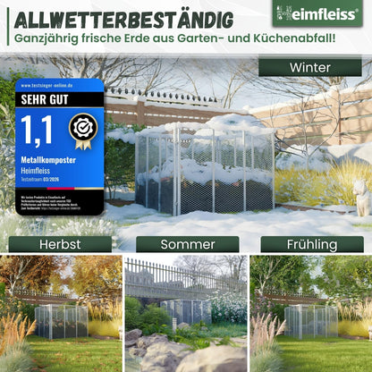 Heimfleiss Metallkomposter 750 L, verzinkter Stahl, 100x100x75 cm