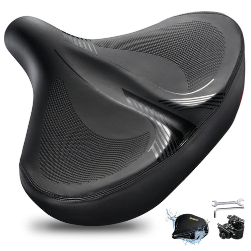 DAWAY W60 Fahrradsattel extra breit, ergonomisch, Memory-Schaum – Kunstleder-Oberfläche und Doppelfeder-Stossdämpfung