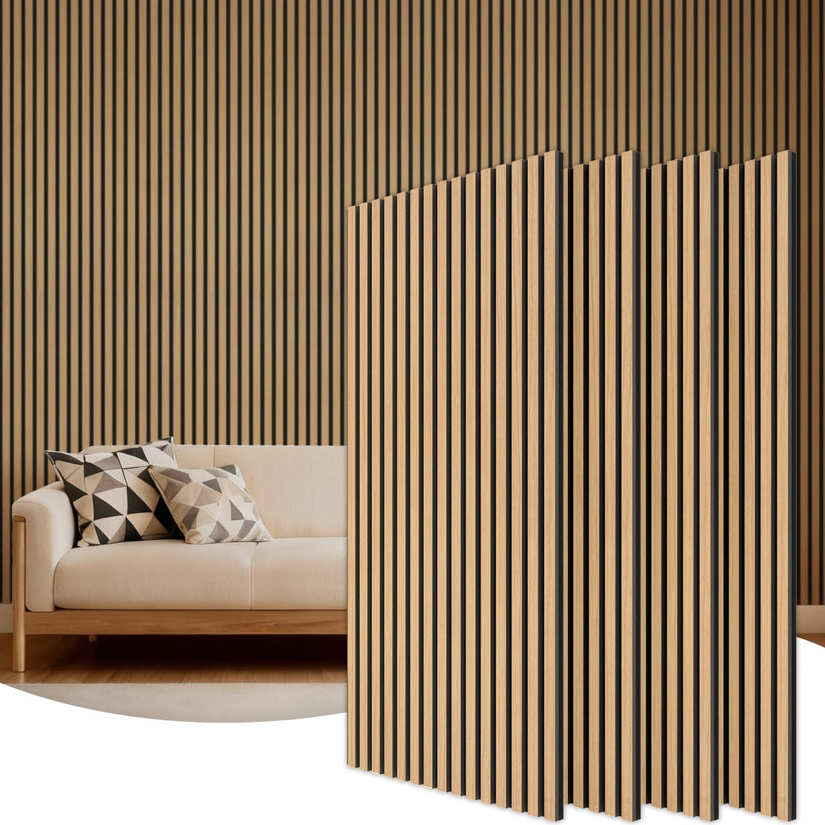 TONOR Akustikpaneele Holz Teak, 4er-Set 120 x 60 cm Wandpaneele mit Gitterstruktur und Teakfurnier