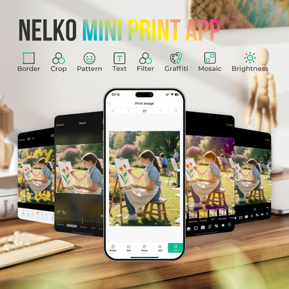 Nelko PP01 Mini Fotodrucker, Bluetooth, für iOS und Android, weiss