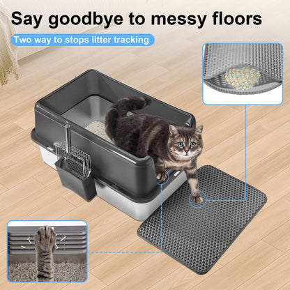 Marchul Katzentoilette Edelstahl geschlossen mit Schublade und Matte