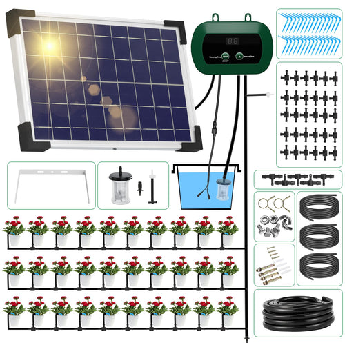 YAHAMOO Solar-Bewässerungssystem, 30 m Tropfschlauch, 300 Modi