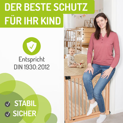 BOMI Miko Baby Schutzgitter – Holz Schwarz 95-103cm ohne Bohren