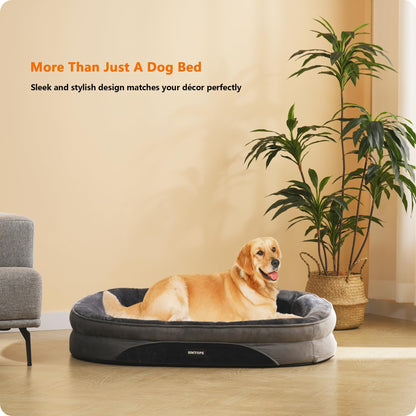 HMTOPE Orthopädisches Hundebett Hundesofa, 106 x 79 cm, Dunkelgrau
