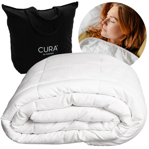 CURA Pearl Classic Gewichtsdecke Therapie - 150x210 cm, 7kg. Rechteckige Decke bietet Tiefendruckstimulation zur Entspannungsförderung.