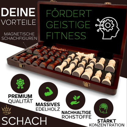 APEQi® Premium Schachspiel Holz magnetisch - 38x38cm