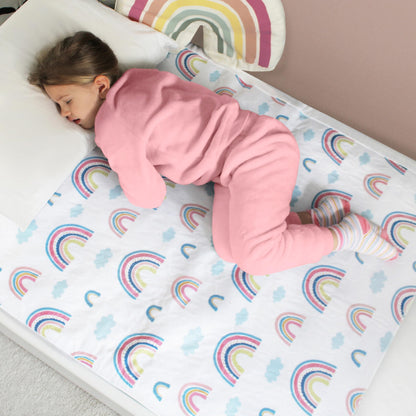 Hygge Sheets Bettunterlage wasserdicht für Kinder, 2er-Pack Regenbogen