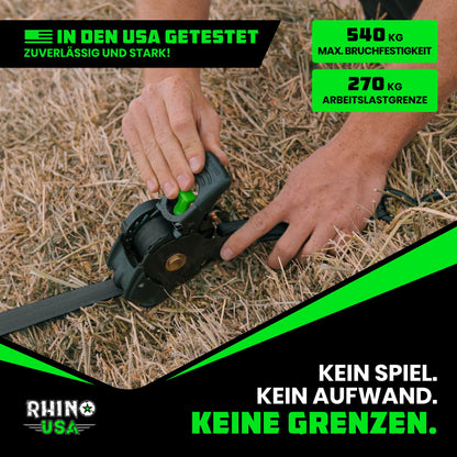 Rhino USA Spanngurte selbstaufrollend, 2er-Pack, 2,5 cm x 3 m, schwarz