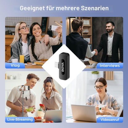 BOYA BY-V30 Wireless-Lavalier-Mikrofon mit USB-C-Empfänger (2er-Pack)