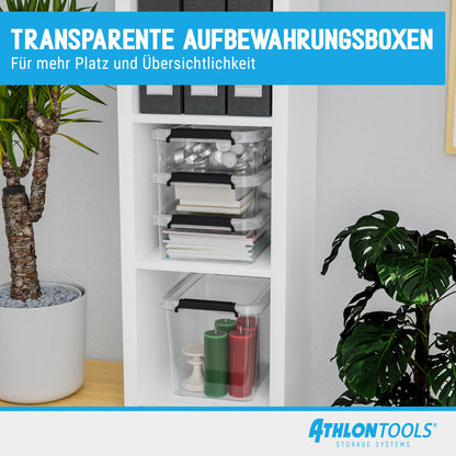 ATHLON TOOLS Aufbewahrungsboxen mit Deckel 60 l 4er-Set transparent