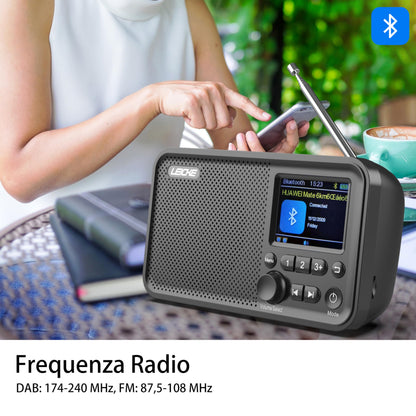 LEICKE tragbares DAB+ Radio mit Bluetooth 5.0 und 4000 mAh Akku