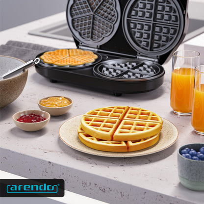 Arendo Doppel-Waffeleisen Belgische Waffel und Herzform, 1400 W