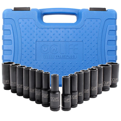 CCLIFE Schlagschrauber Nüsse Set 16-teilig, 1/2" Sechskant, 10-32 mm