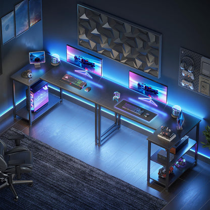 Coleshome Gaming Tisch L-förmig, Eckschreibtisch 120x70 cm, schwarz
