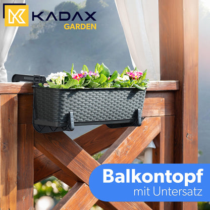 KADAX Blumenkasten 60 cm 4er Set Balkonkasten Kunststoff Anthrazit