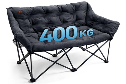 EVER ADVANCED Faltbares Campingsofa 2-Sitzer Gepolstert - Schwarz. Schwarzes, faltbares 2-Sitzer Sofa, gepolstert, für komfortables Sitzen beim Camping.