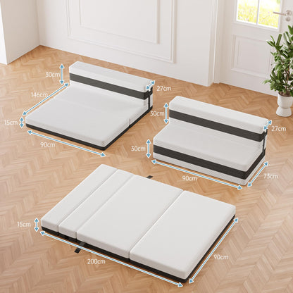 TeQsli Gel-Klappmatratze, 4-teilige Faltmatratze 90x200x15 cm