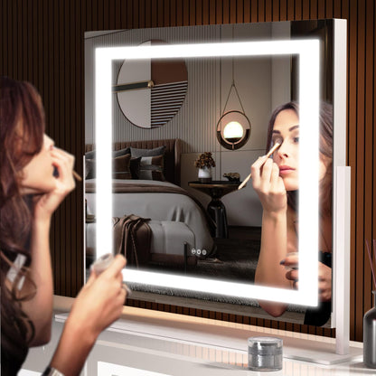 Hasipu LED Schminkspiegel 55x45 cm - 10x Vergrösserung Weiss