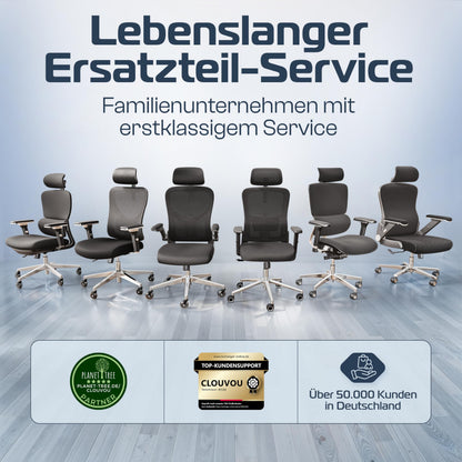 CLOUVOU BrightSeat ergonomischer Bürostuhl bis 150 kg mit Mesh-Bezug