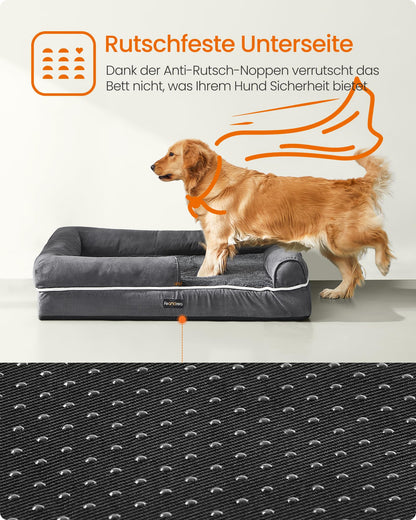 Feandrea Orthopädisches Hundebett, waschbar, 106 x 71 cm, dunkelgrau