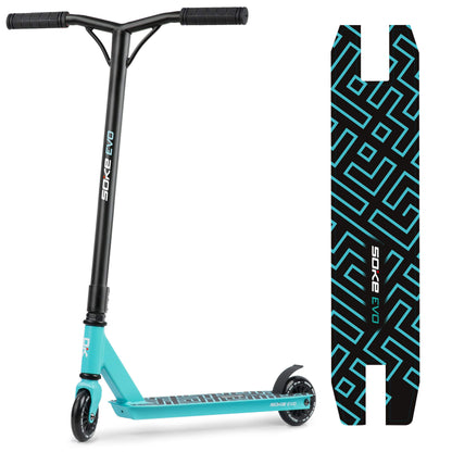 SOKE Evo Stunt-Scooter mit ABEC-9 Lagern und Aluminium-Deck, hellblau, Y-Bar-Lenker