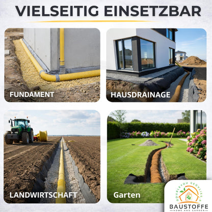 Doubleyou Geovlies & Baustoffe Drainagerohr DN50 10 m mit Filtervlies