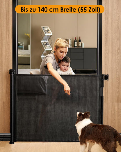 derimkcoa Treppenschutzgitter ausziehbar 0–140 cm, schwarz