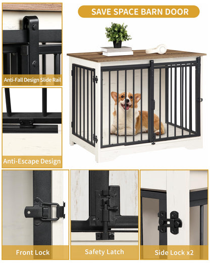 Hzuaneri Moderne Hundebox Möbel 81cm – Holz Weiss Braun