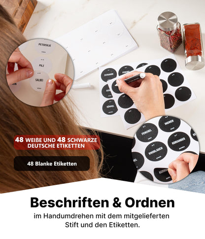 Deco haus Gewürzregal stehend & hängend mit 28 Gläsern, schwarz