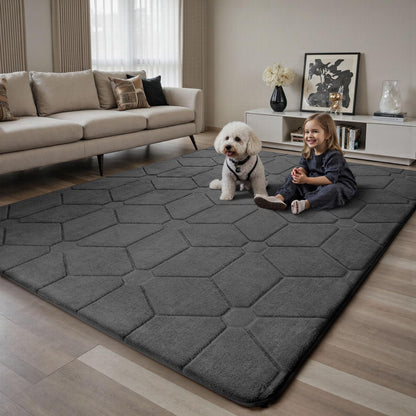 Sour Lemon Wohnzimmer Teppich 160x230cm - Grau Waschbar