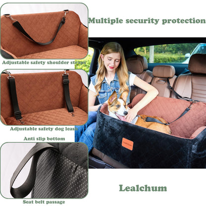 Lealchum Hundeautositz für 2 Hunde (bis 55lb) - Black/Grey, Large