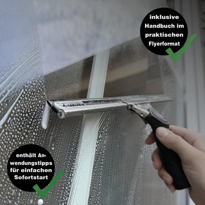 FenWi Fensterabzieher 35 cm mit Gummilippe und Edelstahl-Abziehschiene
