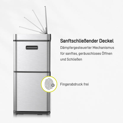 EKO Mirage Plus Mülltrennsystem mit Sensor, 3 Fächer, 60 L Edelstahl