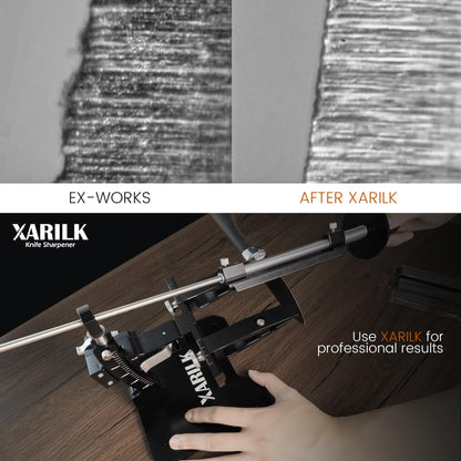 XARILK Messerschärfer Kit Aluminium Profi - 3 Diamantplatten Silber