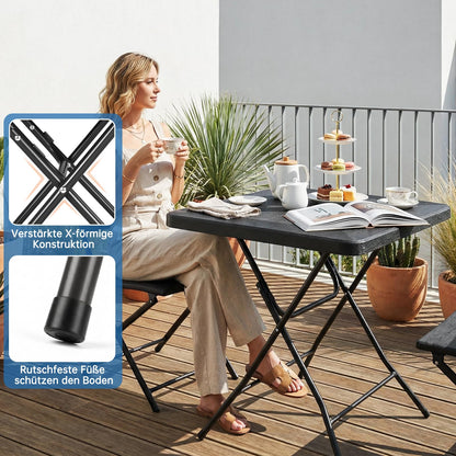 LIFERUN Gartentisch klappbar 80x80 cm, Balkontisch in Holz-Optik