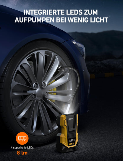 AstroAI Luftpumpe Auto 12V 230V, Kompressor 10,3 bar mit LCD-Display