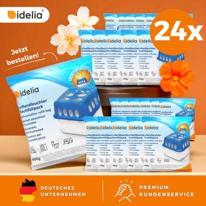 Idelia Luftentfeuchter Granulat Nachfüllpacks, 24er Set à 400 g