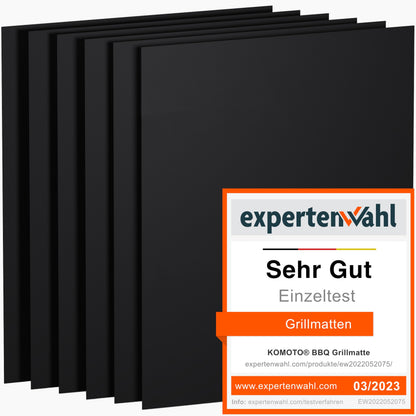 KOMOTO Grillmatte 6er Set 50x40 cm, extra dick, hitzebeständig, antihaftbeschichtet