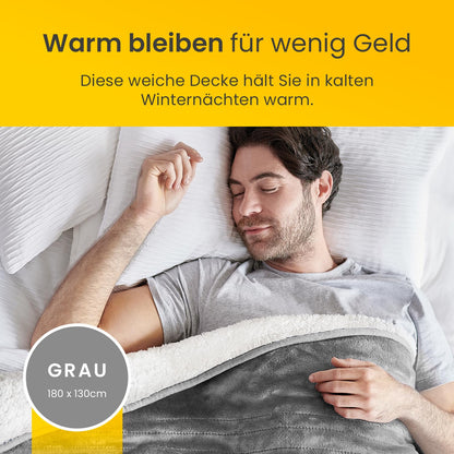 Cosi Home Heizdecke 180 x 130 cm, elektrische Wärmedecke, Grau